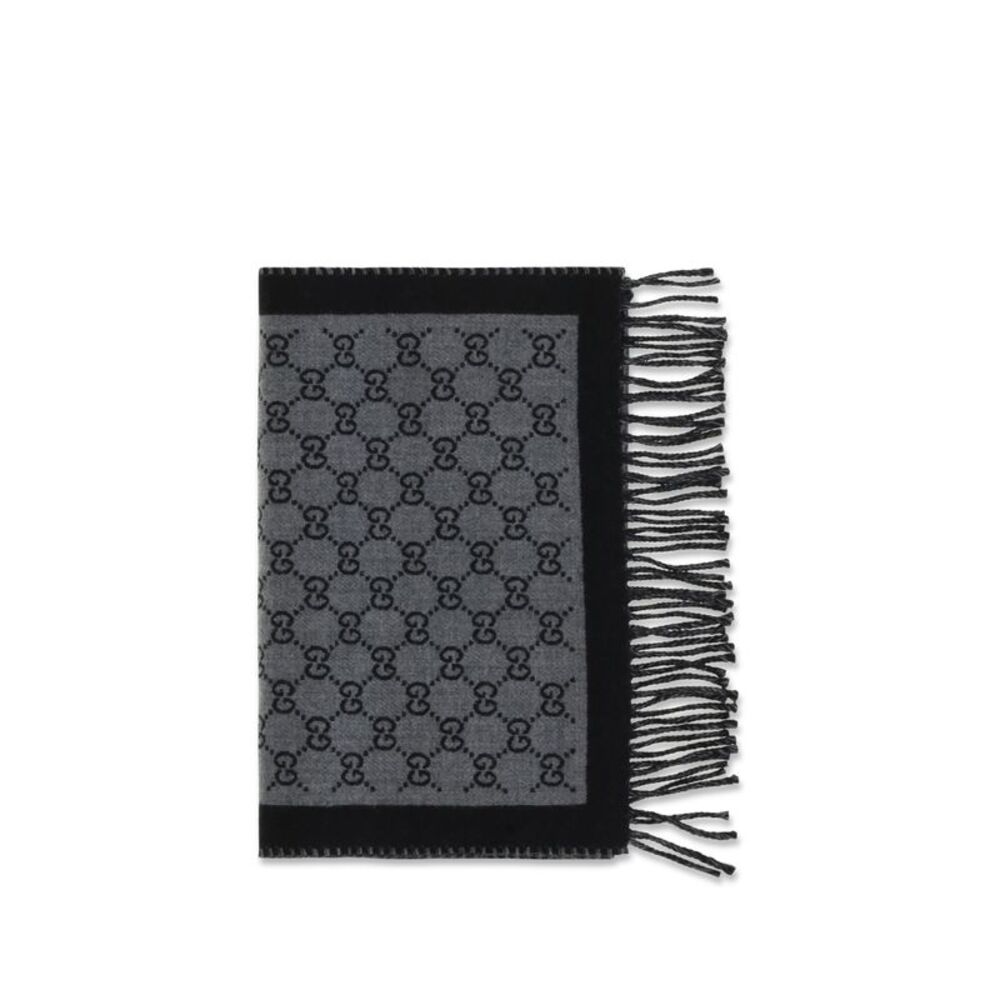 Gucci Men Gg Jacquard Wool Scarf